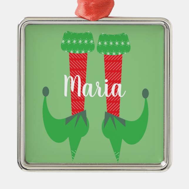 Adorno Metálico Retro Cute de pies de elfo tacones de Navidad pres (Frente)