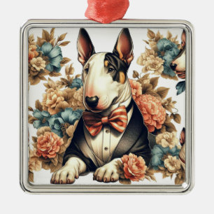 Adorno Metálico Retro Cute Floral Bull Terrier
