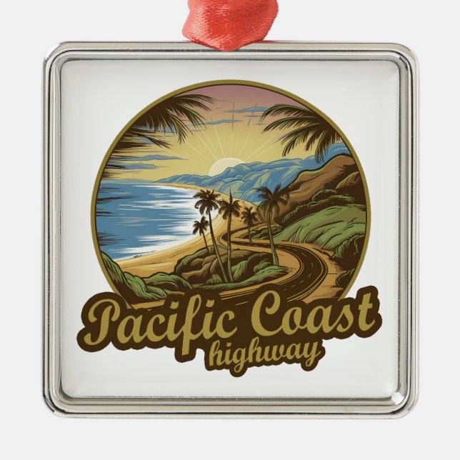 Adorno Metálico Retro de la autopista de la costa del Pacífico (Frente)