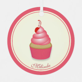 Adorno Metálico Retro Diversión Pastel rosa con Nombre Fecha