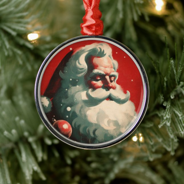 Adorno Metálico Retro Santa en el Ilustracion de nieve (Árbol)