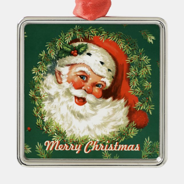 Adorno Metálico Retro Santa Ornament (Frente)