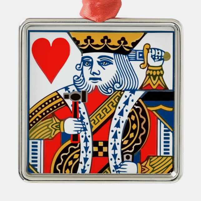 Adorno Metálico Rey de Corazones con martillo y espada (Frente)