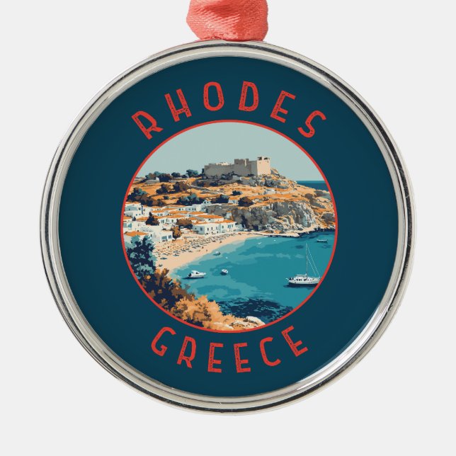 Adorno Metálico Rhodes Grecia Círculo de angustia retro (Frente)