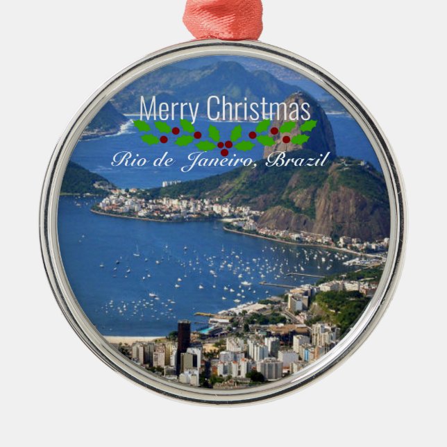 Adorno Metálico Río de Janeiro, saludos de Navidad, (Frente)