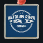 Adorno Metálico Río Metolius Oregon Kayaking<br><div class="desc">El río Metolius se burbuja fuera del suelo cerca de la base de la Butte Negra,  no lejos de las Hermanas,  Oregón y tiene un flujo constante durante todo el año para remar y kayak que emerge de un acuífero sano río arriba.</div>