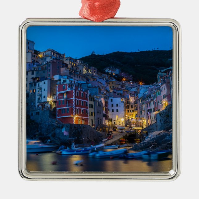 Adorno Metálico Riomaggiore por la noche Cinque Terre Liguria Ital (Frente)