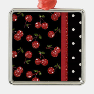 Adorno Metálico Rockabilly Muy cerezas Cerezas Negro