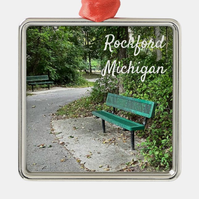 Adorno Metálico Rockford Michigan White Pine Walking Trail Bench (Frente)