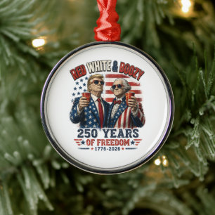 Adorno Metálico Rojo Blanco Borracho Trump George Washington 250