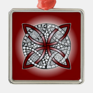 Adorno Metálico Rojo de maroon celta Knot Doodle