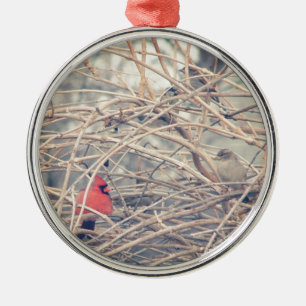Adorno Metálico Rojo en un invierno espantoso por angelandspot.
