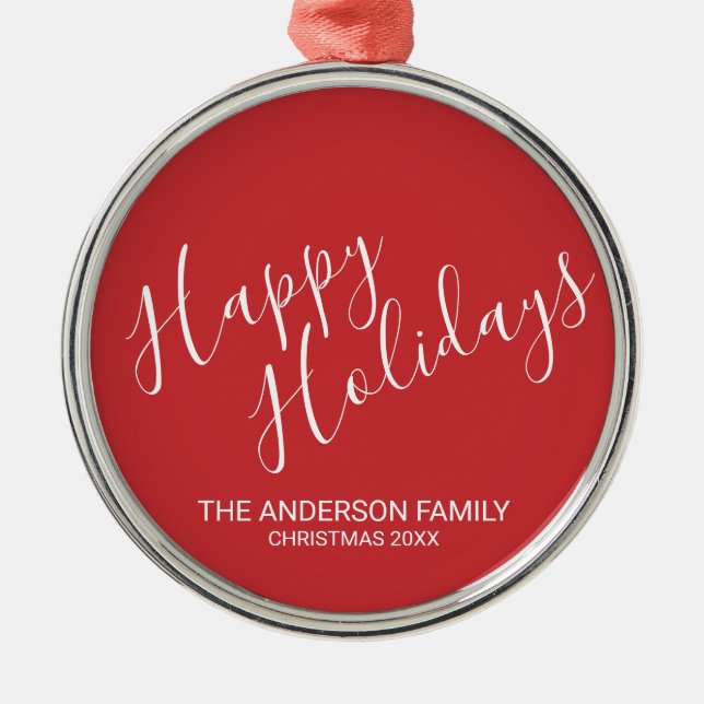 Adorno Metálico Rojo festivo de 'Felices Fiestas' (Frente)