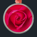 Adorno Metálico Rojo Romántico Rosa Rosa v2<br><div class="desc">Rosa rosa y roja romántica.</div>