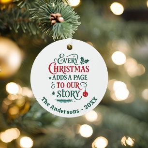 Adorno Metálico Rojo verde nuestra historia tipográfica Navidades
