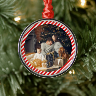 Adorno Metálico Rojo y blanco moderno a rayas