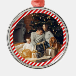 Adorno Metálico Rojo y blanco moderno a rayas