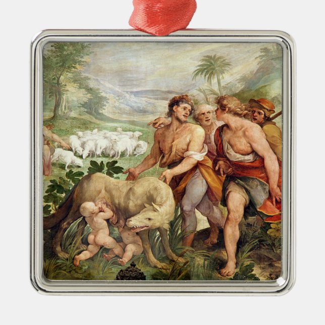 Adorno Metálico Romulus amamantó por el ella-lobo