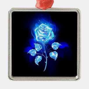 Adorno Metálico Rosa azul en llamas