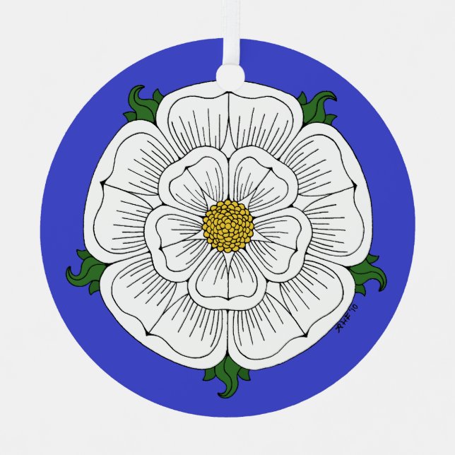 Adorno Metálico Rosa Blanca de York (Anverso)