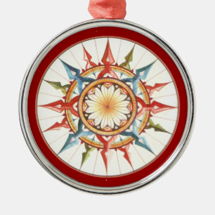 Adorno Metálico rosa de brújula - mandala