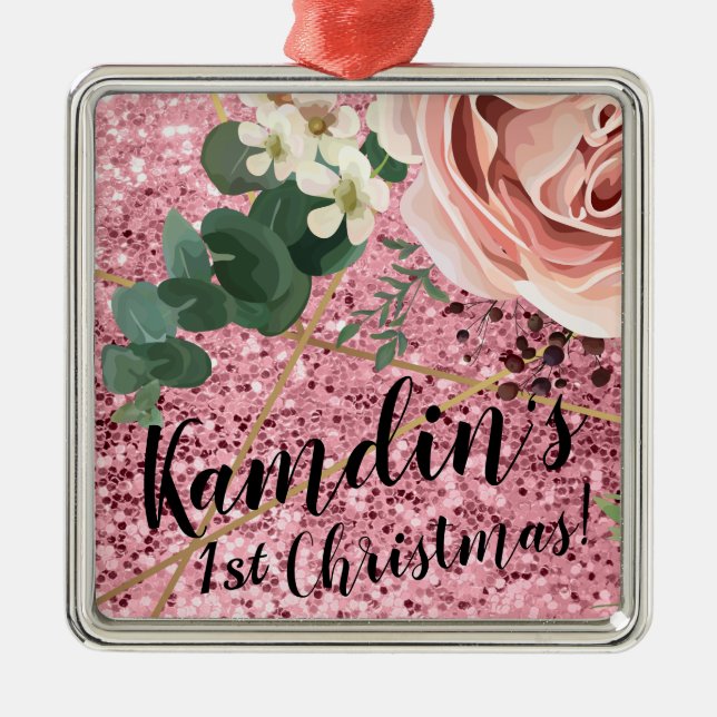 Adorno Metálico Rosa de Jardín Geométrico Ornament XMAS Personaliz (Frente)