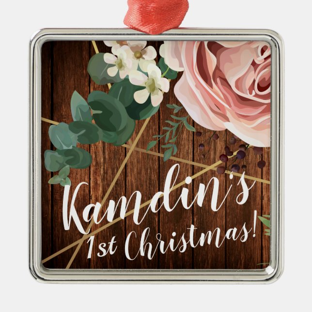 Adorno Metálico Rosa de Jardín Geométrico Ornament XMAS Personaliz (Frente)