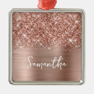 Adorno Metálico Rosa Dorado Brillante Glam Nombre