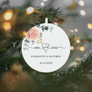 Adorno Metálico Rosa dorado floral vegetación mr mrs boda del cora