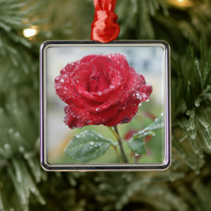 Adorno Metálico Rosa en gotas de lluvia