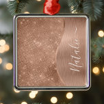 Adorno Metálico Rosa metálico Purpurina de oro personalizado<br><div class="desc">Personalice fácilmente este metalizado de rosa dorado y glamoroso purpurina con motivos metalizado adornado con su propio nombre personalizado.</div>