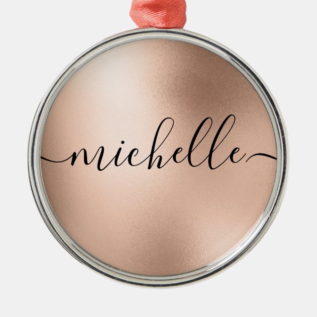 Adorno Metálico Rosa Navidades personalizados de oro (Frente)