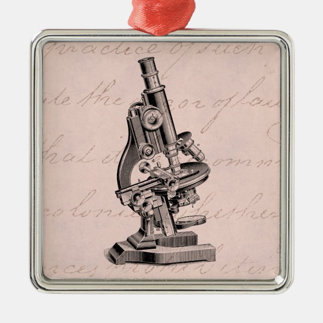 Adorno Metálico Rosa Steampunk del ilustracion del microscopio del (Frente)