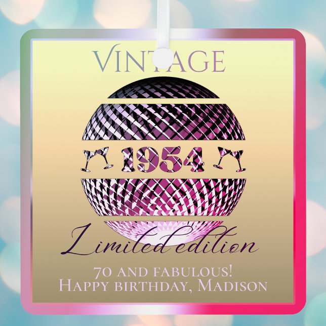 Adorno Metálico Rosa vintage 1954 70 cumpleaños (Subido por el creador)