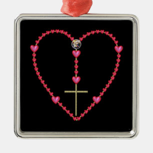 Adorno Metálico Rosario minúsculo de los corazones