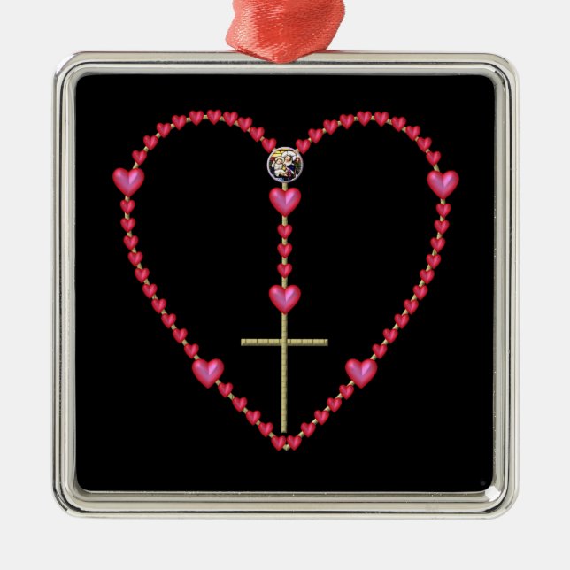 Adorno Metálico Rosario minúsculo de los corazones (Frente)
