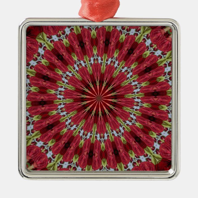 Adorno Metálico Rosas Bouquet Kaleidoscope Bajo Vidrio 1 (Frente)