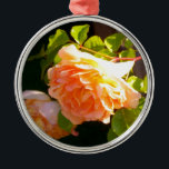 Adorno Metálico Rosas de Country Peach<br><div class="desc">Rosas románticos de color melocotón de moda -foto de H Cooper</div>