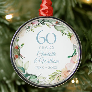 Adorno Metálico Rosas Floral Garland 60º aniversario Boda