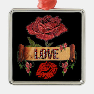 Adorno Metálico Rosas Rockabilly RAB, Amor y Pintalabios