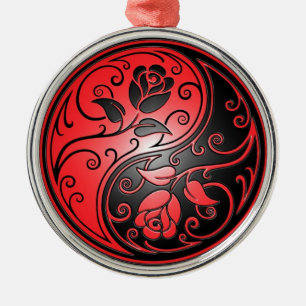Adorno Metálico Rosas, rojo y negro de Yin Yang