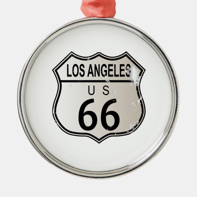 Adorno Metálico Rótulo de la Ruta 66 de Los Ángeles (Frente)