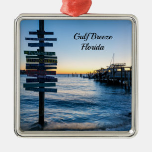 Adorno Metálico Rótulo De Pensacola Bay Sunset By Dock Premium Orn