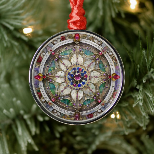 Adorno Metálico Ruby, Amethyst, Sapphire y Pearl Mandala (Árbol)