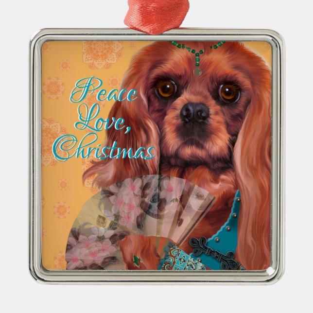 Adorno Metálico Ruby Cavalier Spaniel Ornament (Frente)