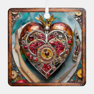 Adorno Metálico Ruby Pomegranate Heart Steampunk Series