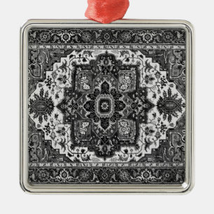 Adorno Metálico RUG PERSA - Blanco y negro