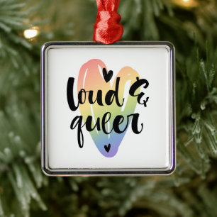 Adorno Metálico Ruidoso y queer Corazón acuarela