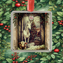 Adorno Metálico Rustic Farmhouse Cow Horse Country Christmas Rural