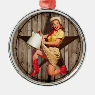 Adorno Metálico rústico BarnWood texas estrella de cowgirl de país